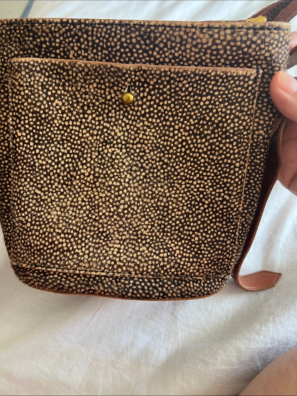 Madewell pony leather Brown Crossbody Bag with Front Pocket